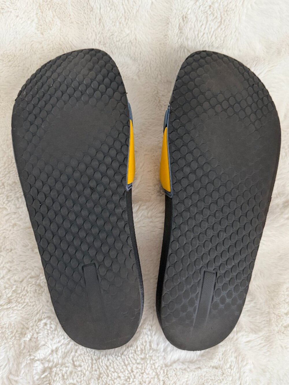 Prada Men's Blue & Yellow Rubber Logo Slides Sandals Size: 12 - Picture 11 of 14